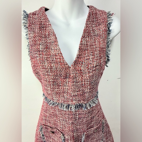 Zara Red Sheath Mini Dress V-neck Sleeveless - Picture 4 of 8